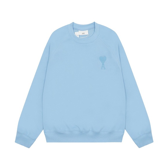 Ami Other - Ami Pale Blue Crewneck Sweatshirt with Heart 'A' Emblem